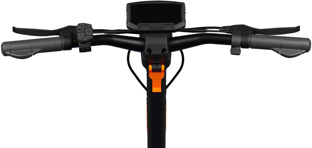 Hulajnoga elektryczna KAMIKAZE K1 Lite Lite 60km 800W Amortyzacja 10 cali Podświetlany podest Czarny kierownica i wyświetlacz na białym tle kierownica o wysokości 131 cm podróżowanie w wyprostowanej pozycji ciała wyświetlacz wysoka rozdzielczość