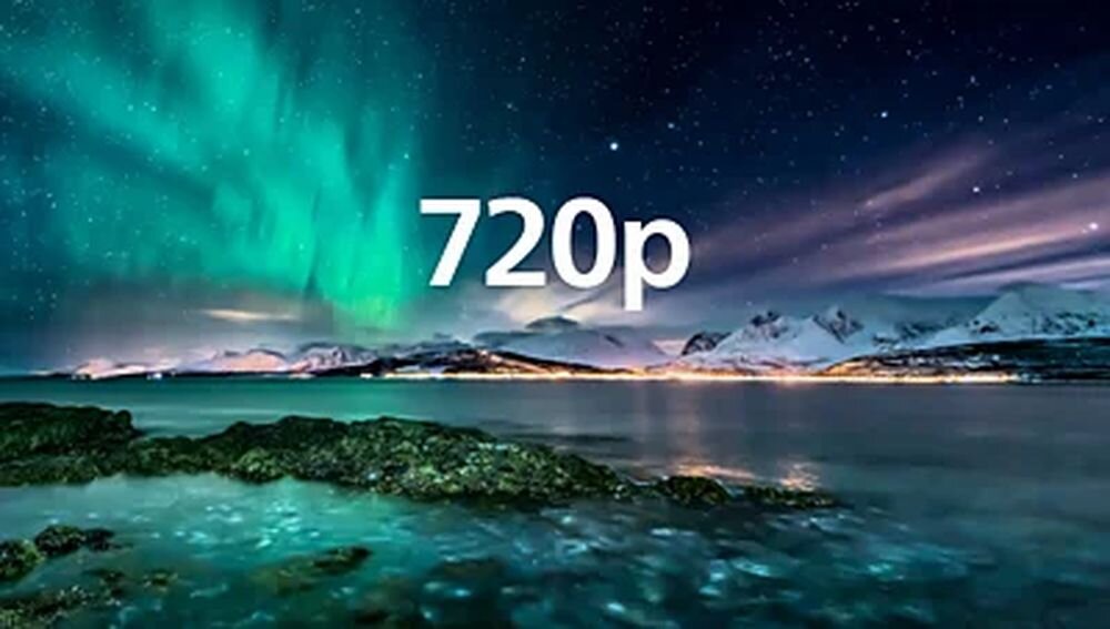 Projektor PHILIPS NeoPix NPX140 INT rozdzielczość HD 720p wyraźny obraz, zimowy krajobraz z zorzą polarną na niebie