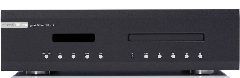 Odtwarzacz CD MUSICAL FIDELITY M6SCD precyzyjne odtwarzanie płyt CD hub cyfrowy hi-fi, odtwarzacz od frontu na białym tle