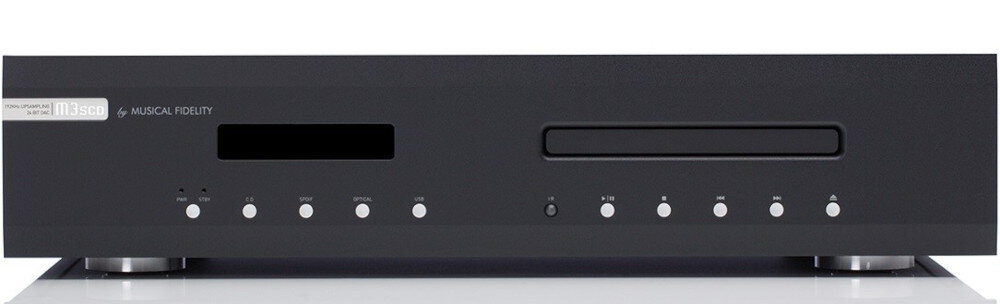 Odtwarzacz CD MUSICAL FIDELITY M3SCD pasmo 10-20000 Hz stosunek sygnał szum 117 dB, odtwarzacz od frontu na białym tle