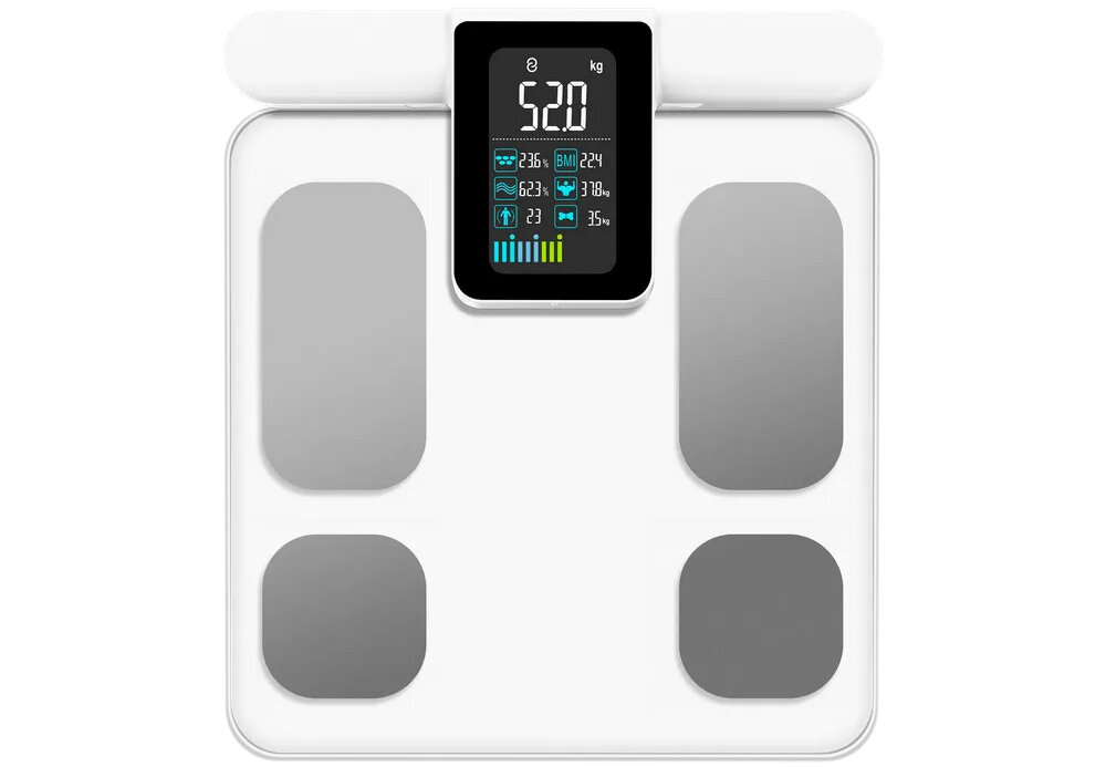 Waga łazienkowa EXTRALINK K-201 Biały wygląd design tło wizualizacja prezentacja Inteligentna kontrola ciała