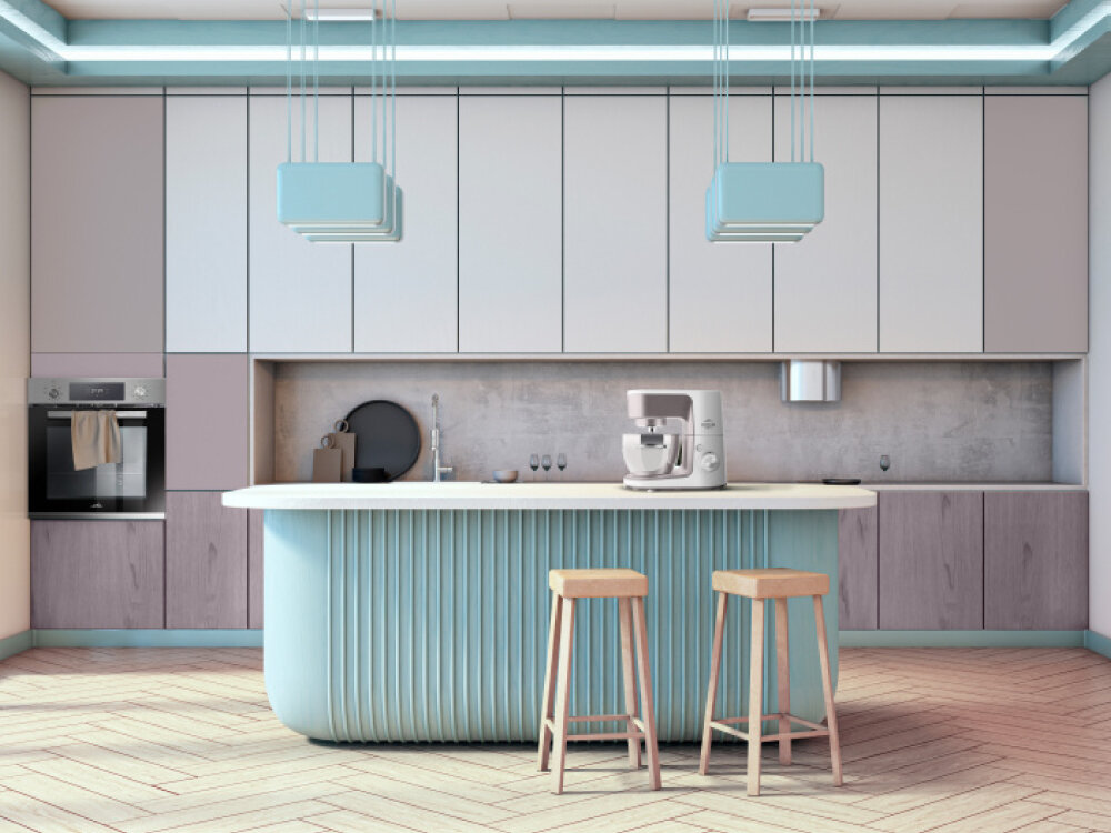 Robot kuchenny planetarny ETA Gratussino III Elements 302390310 1200W możliwość regulacji wysokości mieszadła FitForOne, podświetlanie LED, otwór w pokrywie do dodawania składników