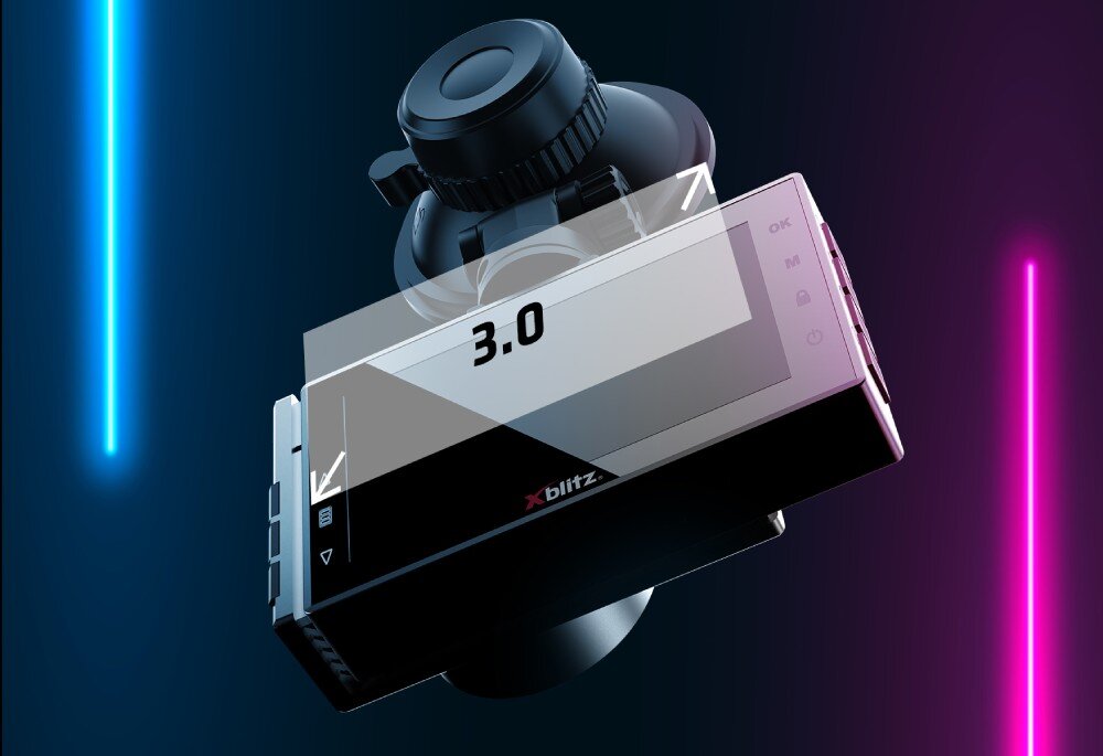 Wideorejestrator XBLITZ S9 Duo wyświetlacz przekątna podgląd