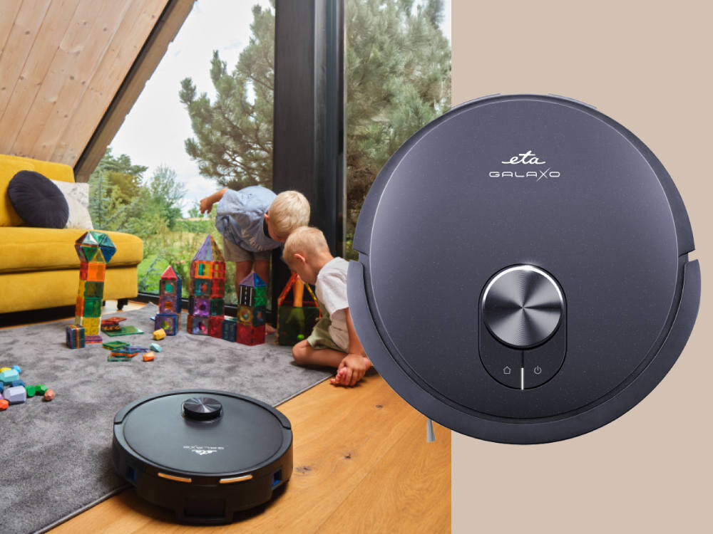 Robot sprzątający ETA Galaxo 423990000 wygląd design tło prezentacja wizualizacja Kompleksowe sprzątanie