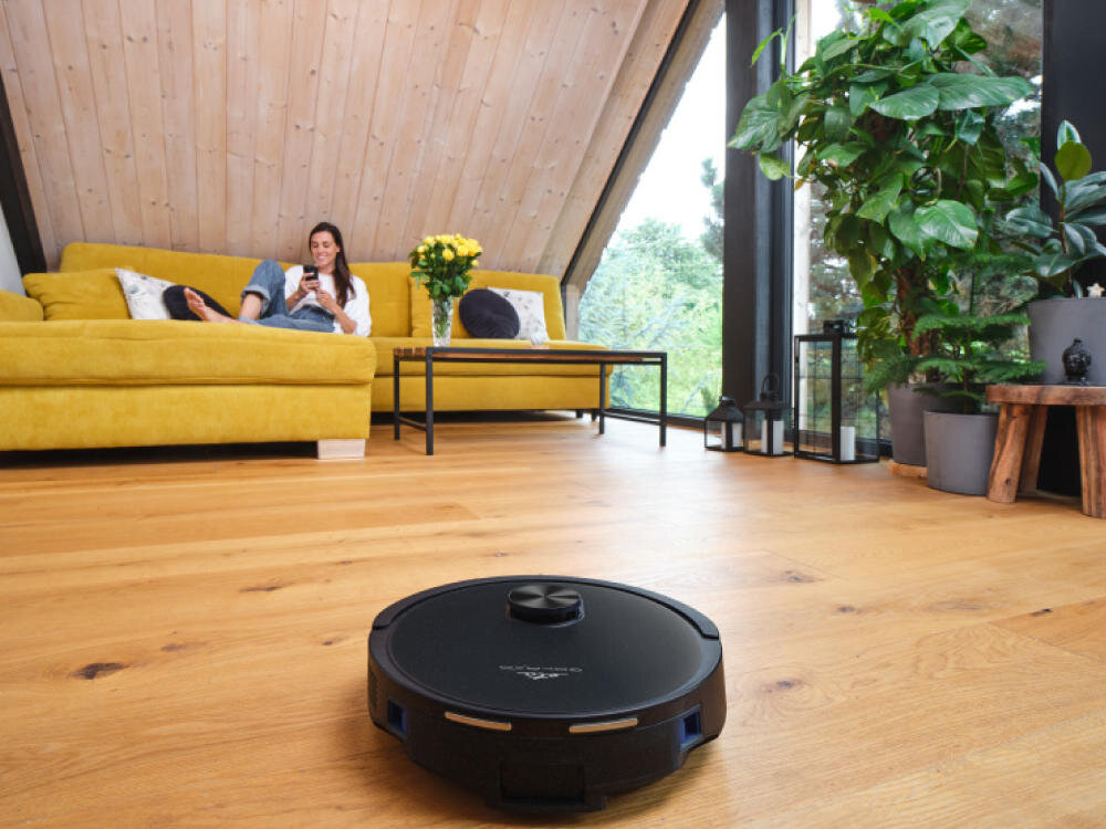 Robot sprzątający ETA Galaxo 423990000 Długi czas pracy moc ssania nawigację laserową i precyzyjne mopowanie skanowanie 360° dokładne mapy pomieszczeń omija przeszkody z precyzją akumulator Li-Ion 3200 mAh  do 150 minut pracy sam wraca do stacji i wznawia sprzątanie Szczotka „floating” z podłóg i dywanów