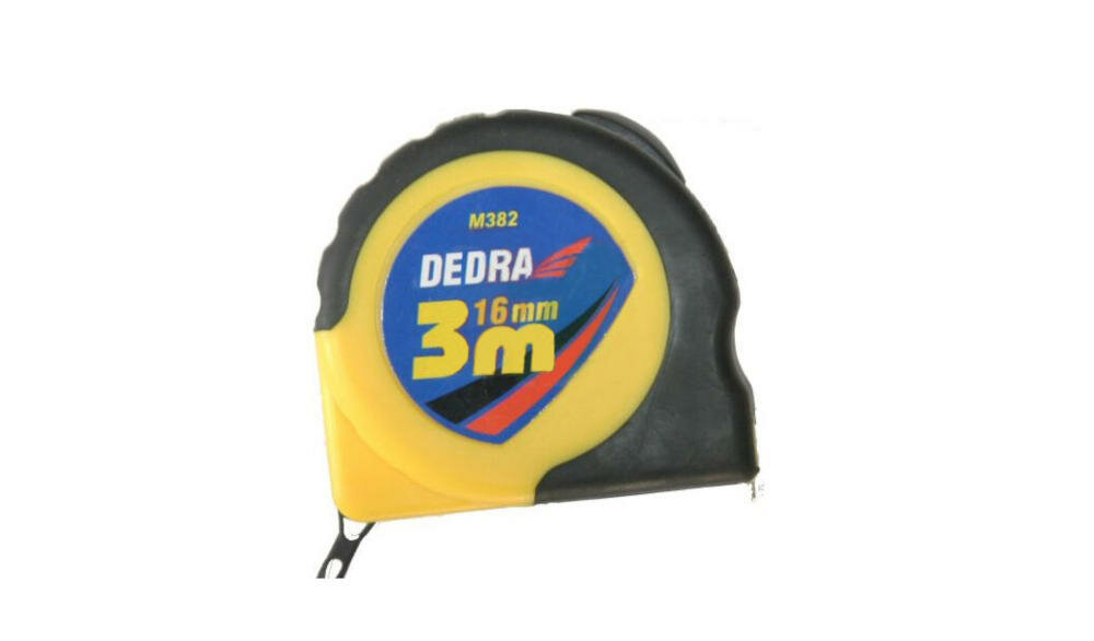 DEDRA-M382 miara zwijana blokada centrymetr gumowy uchwyt soft grip zaczep smycz