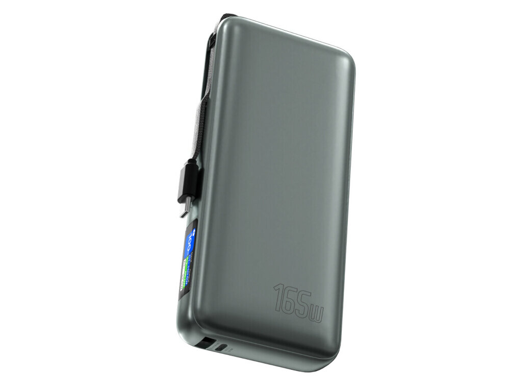 Powerbank 4SMARTS Enterprise 20000 mAh 165 W Szary Wbudowany ekran LCD stan baterii, aktualne wejścia/wyjścia oraz aktywne tryby szybkiego ładowania przeciwprzepięciowych, przed przeładowaniem, rozładowaniem i zwarciem - powerbank na białym tle