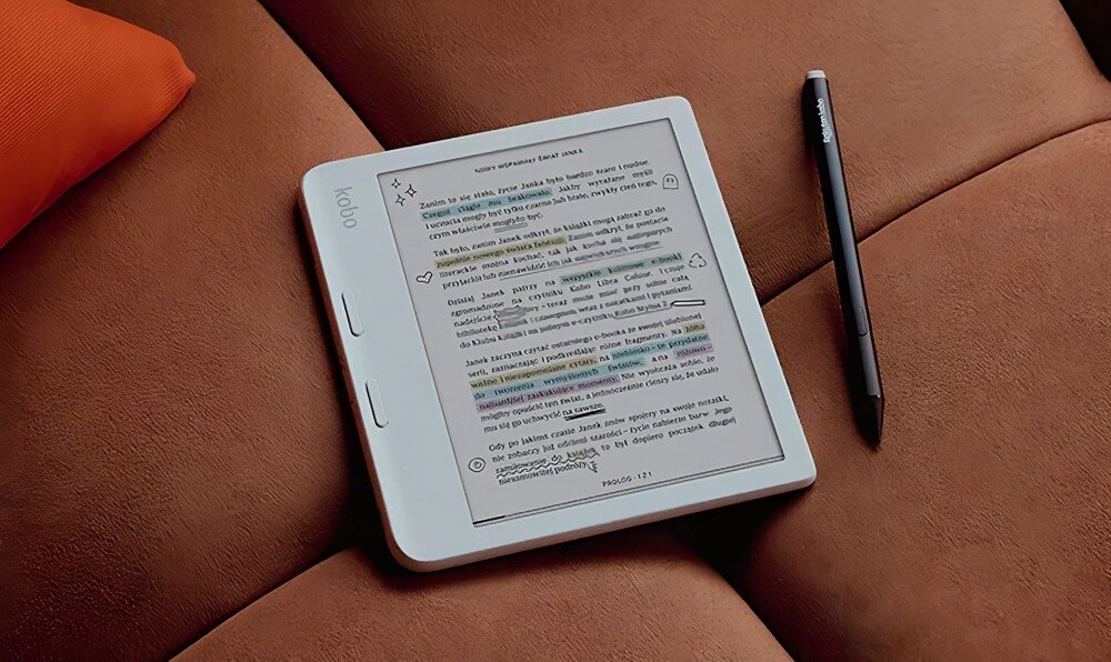 Czytnik e-booków KOBO Libra Colour 7, Podświetlany ekran, Wi-Fi, Bez reklam Biały wygląd opis