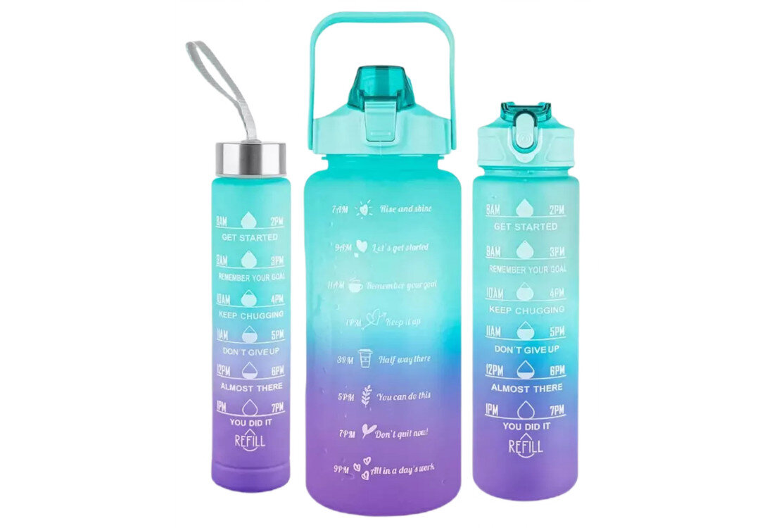 Bidon EXTRALINK 3w1 2000 ml + 900 ml + 300 ml Błękitno-fioletowy design tło wizualizacja prezentacja Na co dzień