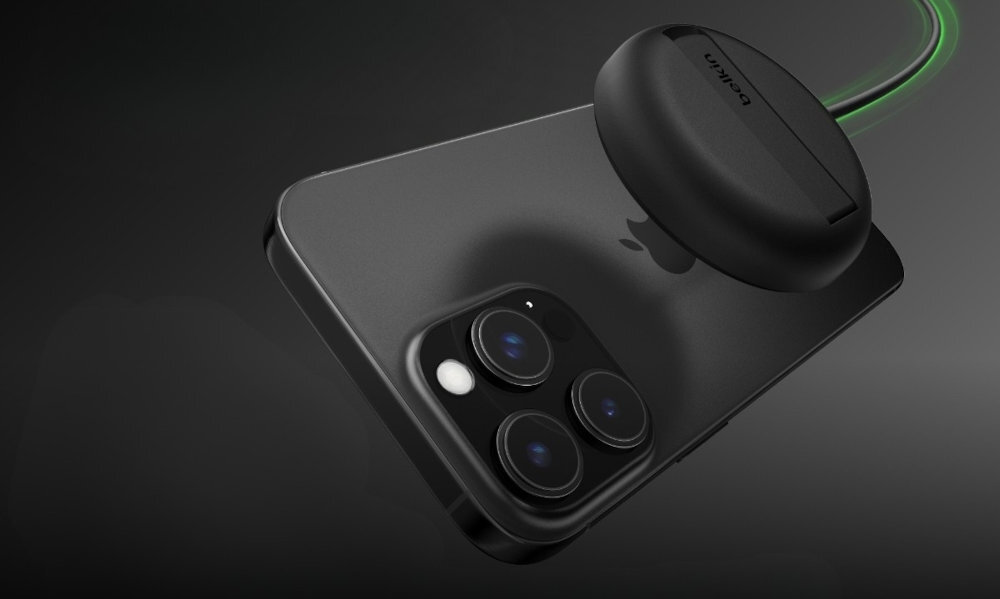 BELKIN BoostCharge Pro BoostCharge Pro 6 cm średnicy i 1,25 cm grubości torbie, plecaku czy walizce iPhone’a oraz AirPods Pro 2 słuchawki Qi - ładowarka przy tylnej obudowie smartfona