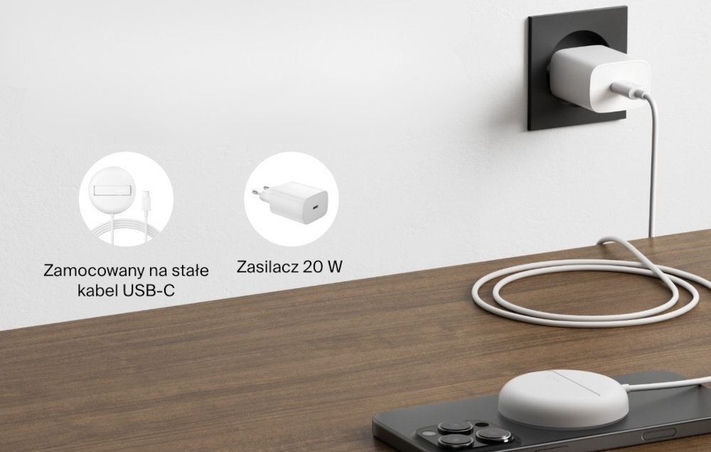 BELKIN BoostCharge Pro USB-C 2 metrów ładowarka z portem USB-C - ładowarka z telefonem na blacie, zasilacz w gniazdku