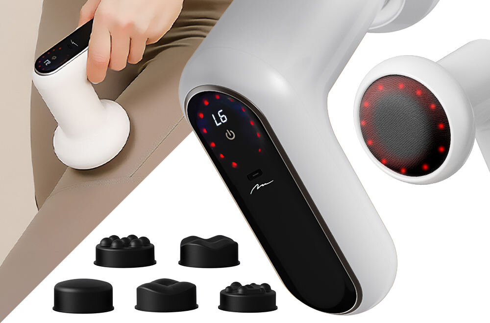 Masażer antycellulitowy MEDIA-TECH Anticell Massager MT6536 Kompletny zestaw głowic Pięć wymiennych końcówek dopasowanie zabieg potrzeba  Rolki wspierają drenaż limfatyczny wypustki pobudzają krążenie końcówka falista kontrola pielęgnacja