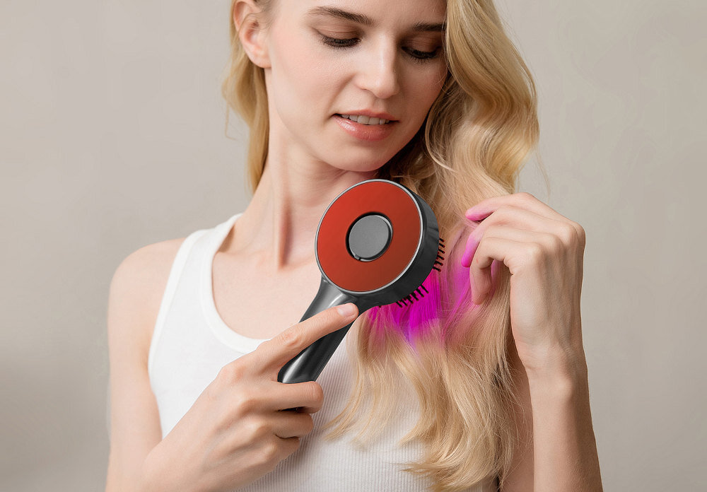 Masująca szczotka MEDIA-TECH Regenerating Hairbrush Massager MT6537 Terapia światłem LED Czerwone światło wsparcie proces regeneracja stymulacja niebieskie