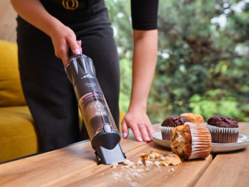 Odkurzacz ręczny ETA Handy Jet 342790000 Wygoda użytkowania wydajny cyfrowy silnik generacji BLDC usuwanie okruszków, kurzu i drobnych zabrudzeń wymiary