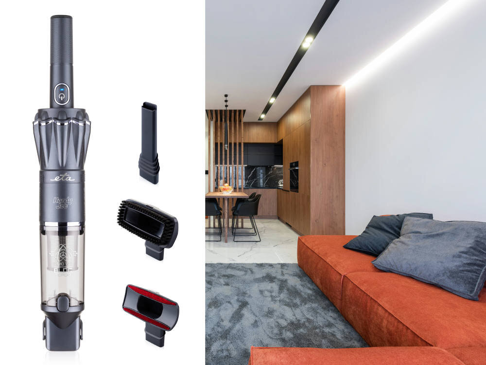 Odkurzacz ręczny ETA Handy Jet 342790000 Praktyczny zestaw akcesorió Końcówka z wysuwanym włosiem ssawka do tapicerki ssawka szczelinowa