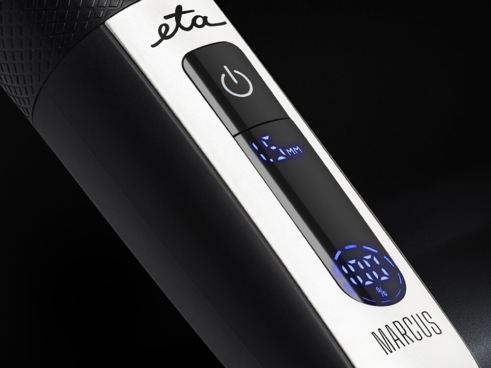 Strzyżarka ETA Marcus 934190000 bezprzewodowa 6 nakładek 0.5-30 mm ąz 80 minut pracy, praca sieciowa i akumulatorowa, szybkie ładowanie, stacja ładująca