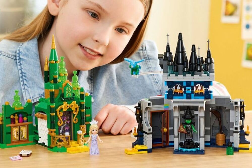 LEGO 75689 Wicked Emerald City i Kiamo Ko Castle minilaleczki Glinda Elphaba latająca małpa zabawa filmowa