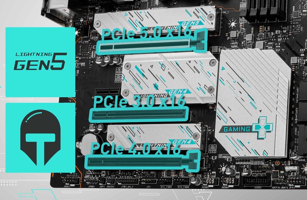 Płyta główna MSI X670E Gaming Plus WiFi interfejs PCIe wzmocnione złącze radiatory