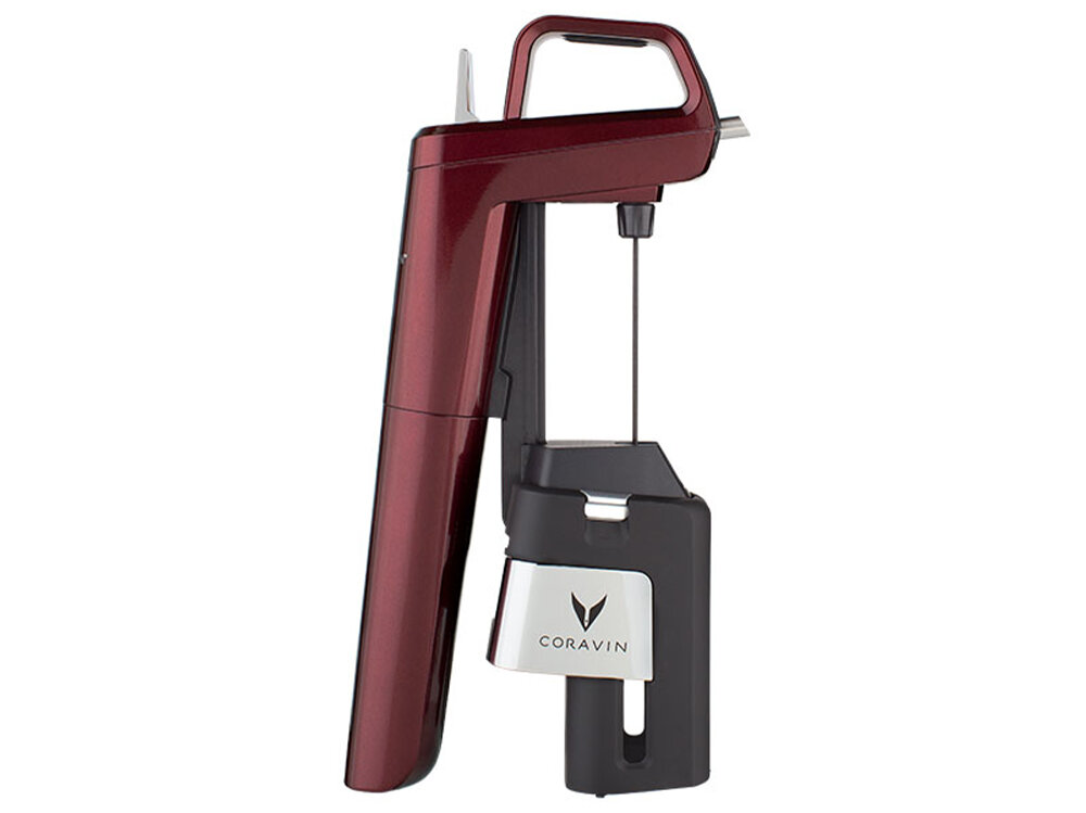 System do przechowywania wina CORAVIN Timeless Six Plus Burgundowy Technologia konserwacji wypiera tlen z butelki ochrona naturalny smak, aromat i strukturę