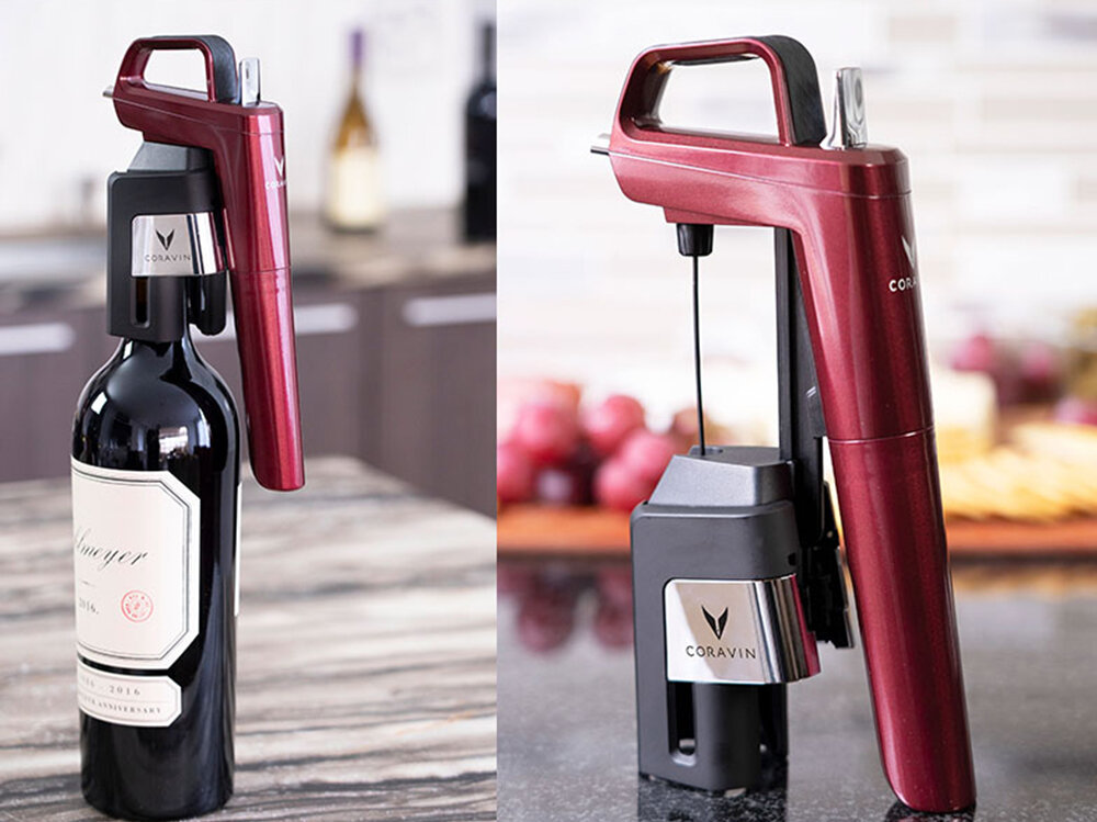 System do przechowywania wina CORAVIN Timeless Six Plus Burgundowy nalewanie wina bez wyciągania korka Cienka igła precyzja  samoczynnie się zamyka