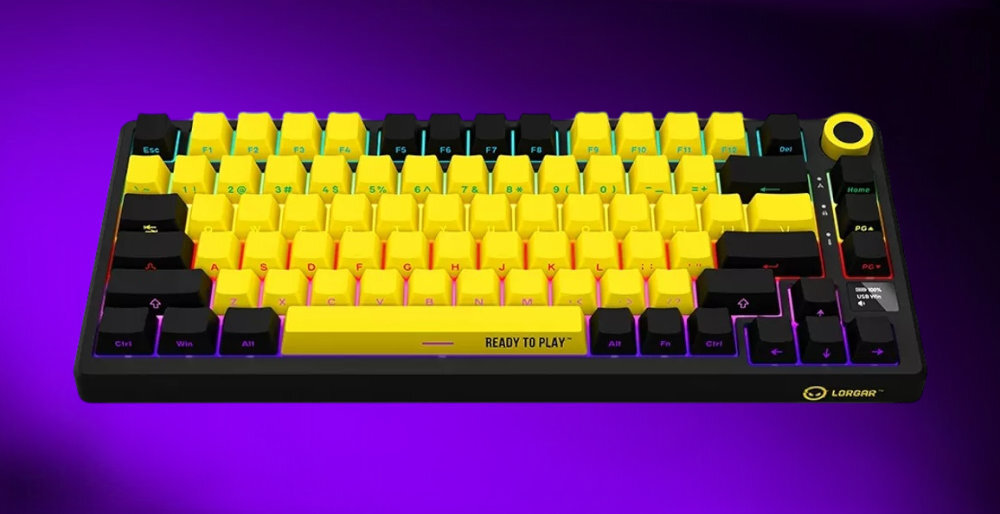 LORGAR KBP7075W LORGAR KBP7075W klawiatura mechaniczna możliwość dopasowania do własnych preferencji Solidna konstrukcja różne opcje łączności - klawiatura na fioletowym tle