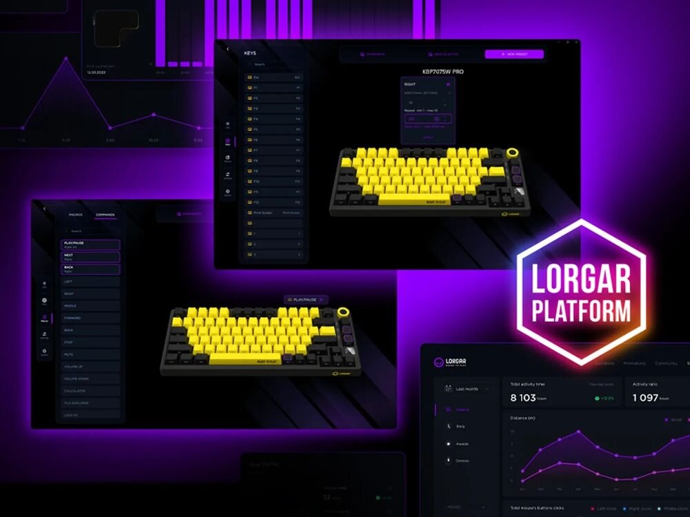 LORGAR KBP7075W zaawansowanej personalizacji dedykowanemu oprogramowaniu gamingowemu profile dla gier automatycznym wykrywaniem aplikacji nadawaj makra zmieniaj przypisania klawiszy usługą dystrybucji gier Dota 2 CS2 - zrzut ekranu z oprogramowania