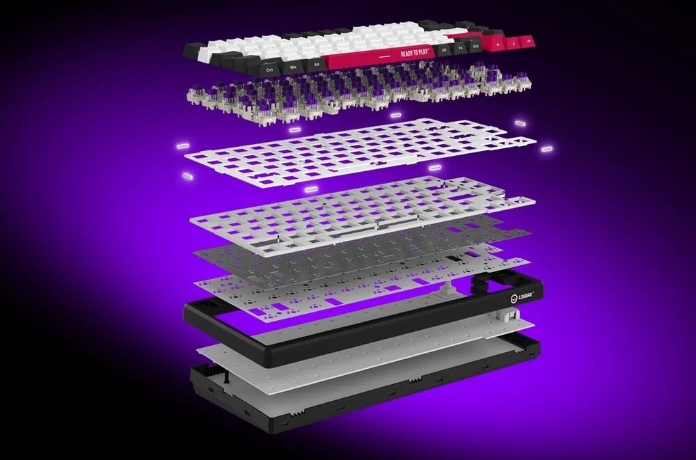 LORGAR KBP7075W LORGAR KBP7075W technologią gasket mount zaawansowany system montażu uszczelkowego miękkie, płynne i spójne - warstwy konstrukcji klawiatury