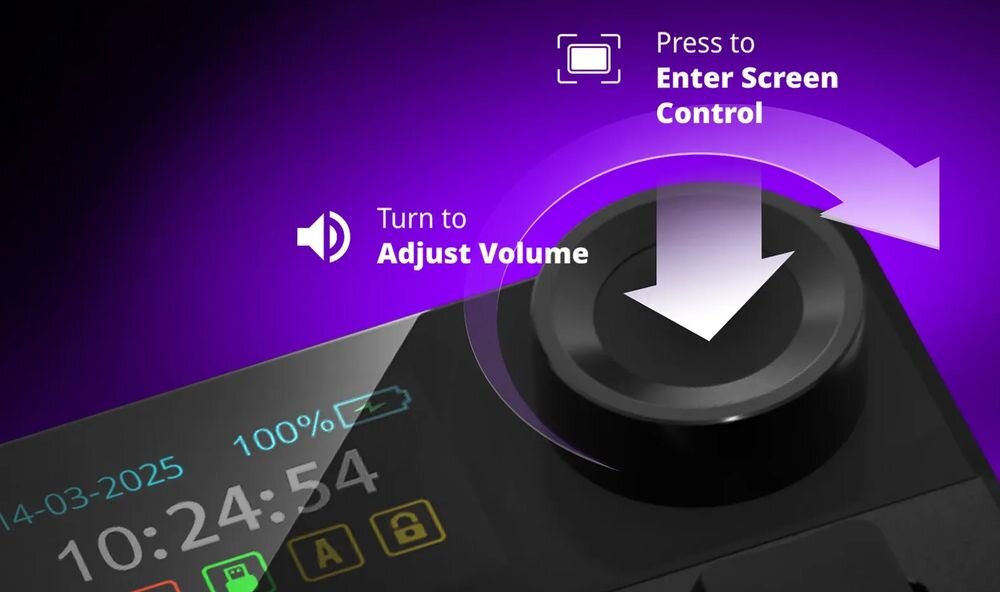 LORGAR KBP70TKLW LORGAR KBP70TKLW wielofunkcyjne pokrętło multimedialne Obracaj regulować głośność naciśnij i przytrzymaj przez 3 sekundy włączyć lub wyłączyć klawiaturę Pokrętło przełączanie między trybami łączności - zbliżenie na przycisk multimedialny