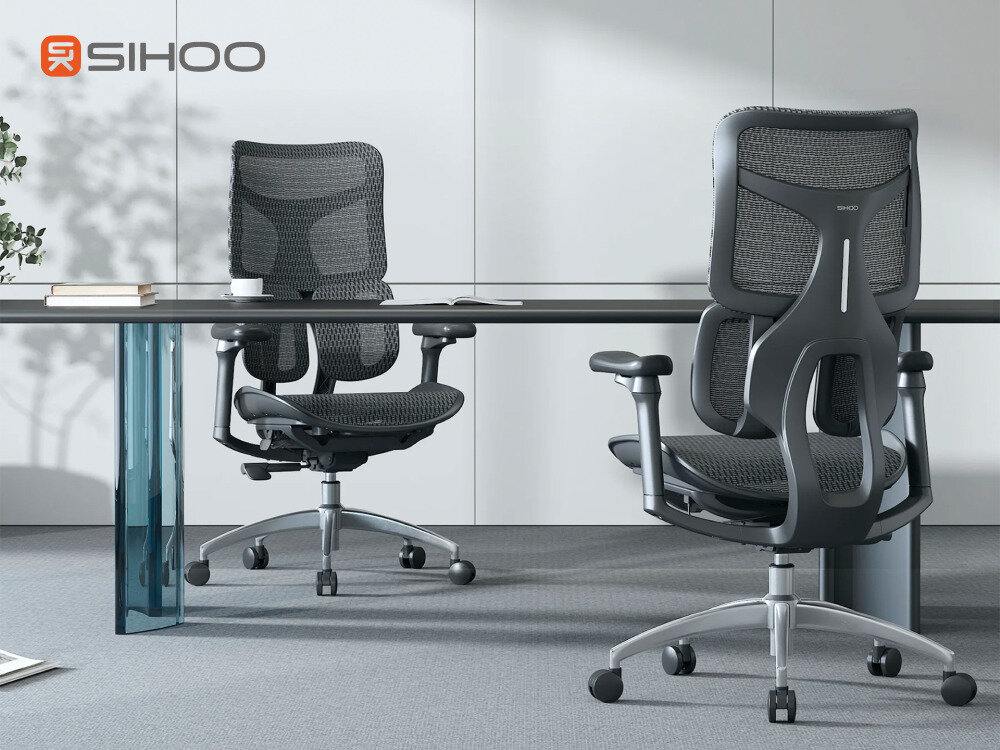 Fotel gamingowy SIHOO Doro S100 Czarny, Styl, wygoda, design, komfort, Fotele biurowe w jasnej przestrzeni.