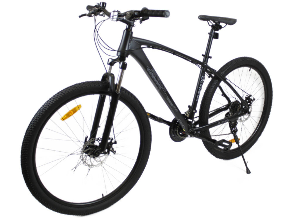 Rower górski MTB SIROX Tornado M19 29 cale Czarno-szary rower na białym tle widoczny od przodu pod skosem 19-calowa aluminiowa ramę rower zwinny lekki łatwo go podnieść odporność na korozję wybór rozmiaru ramy Twój wzrost mierzony w zrelaksowanej pozycji typ roweru dla osób o wzroście od 170 do 180 cm