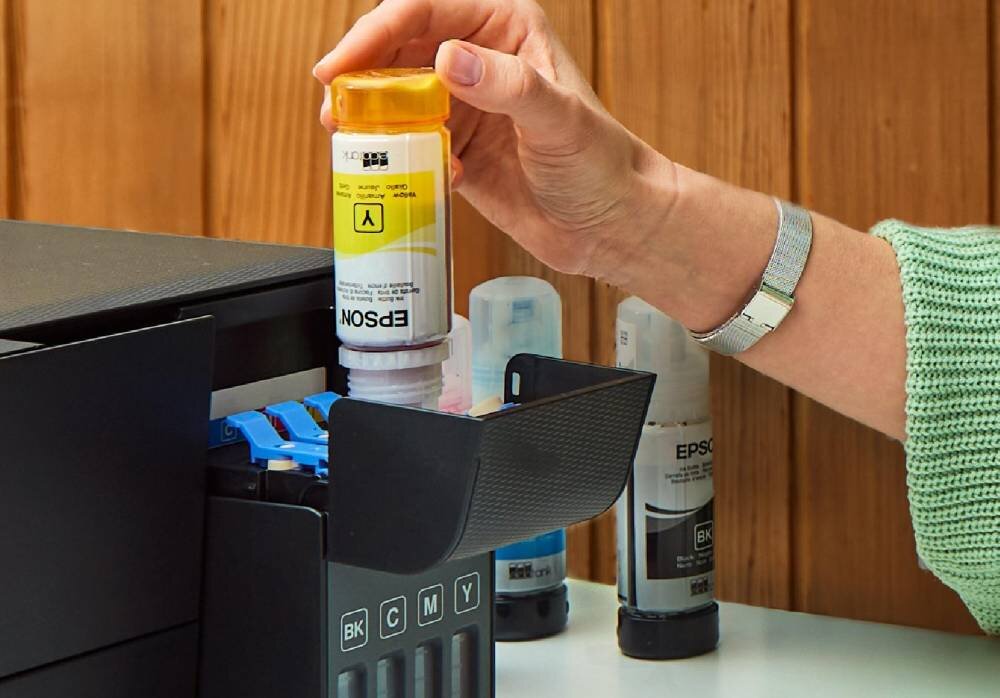 Drukarka EPSON EcoTank L1230 uzupełnianie zbiorniki blokada