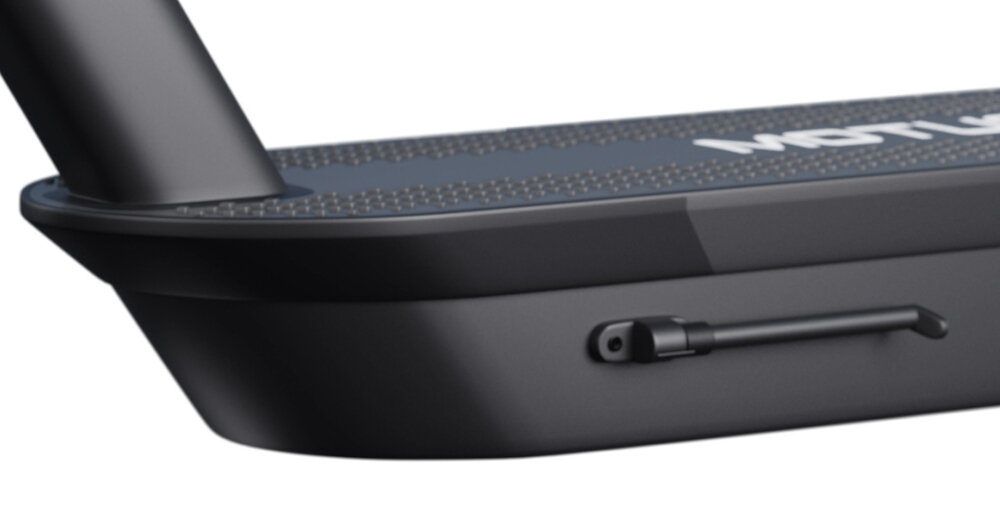 Hulajnoga elektryczna MOTUS Scooty 10 Turkusowy skladana stopka w centralnym punkcie ciezkosici