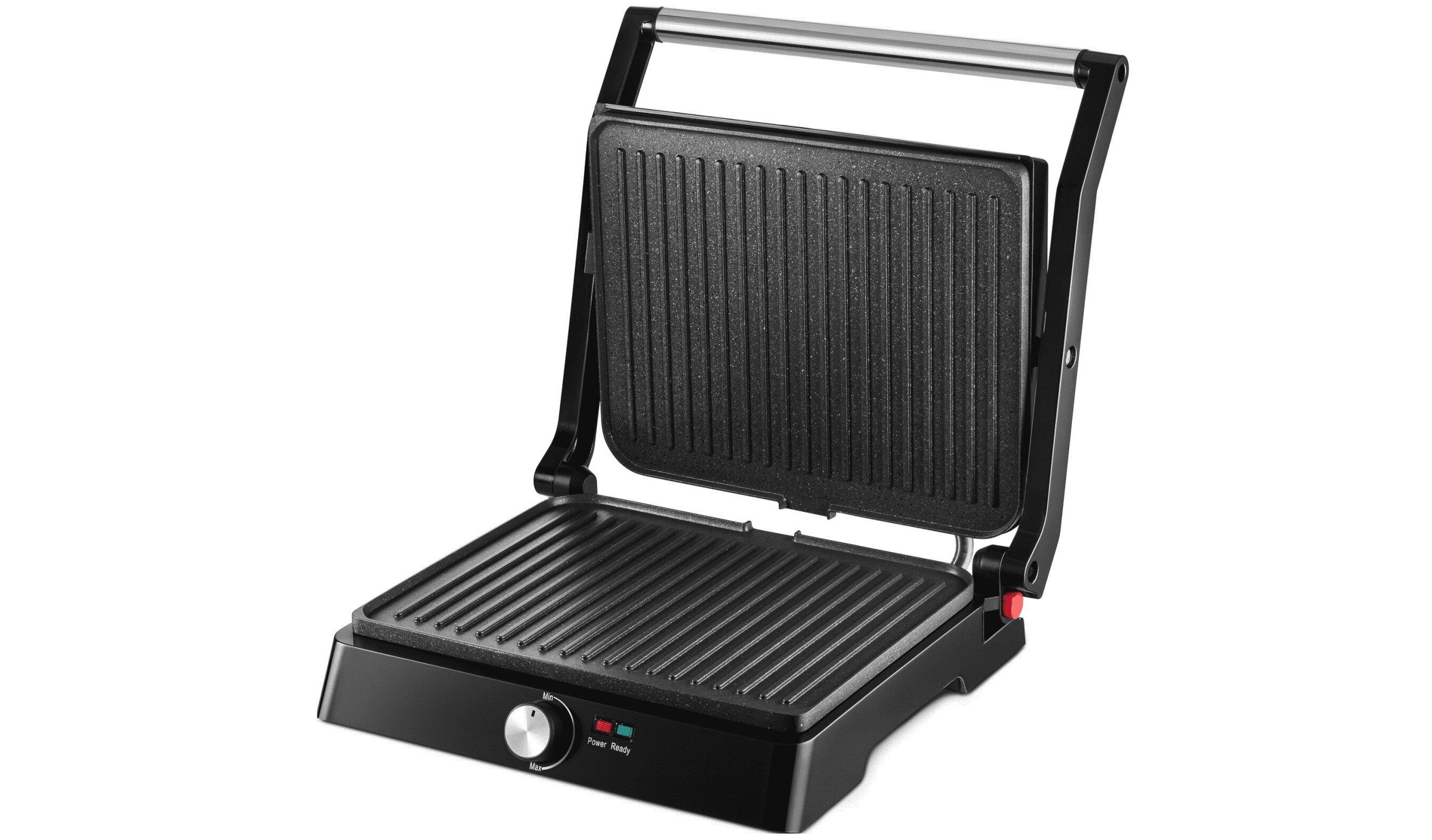 Grill elektryczny MOZANO GR001 prosta obsluga pokretlo regulacji temperatury od min do max