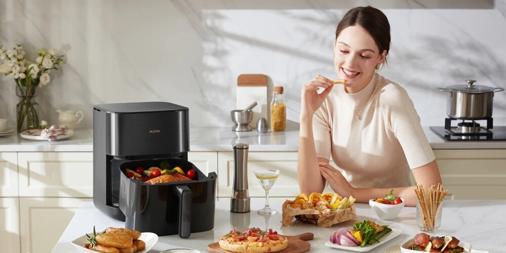 Air Fryer Frytkownica beztłuszczowa MOVA AeroChef FD10 Pro zastepuje kilka urządzeń, mniejsza ilość tłuszczu, lżejsze jedzenie
