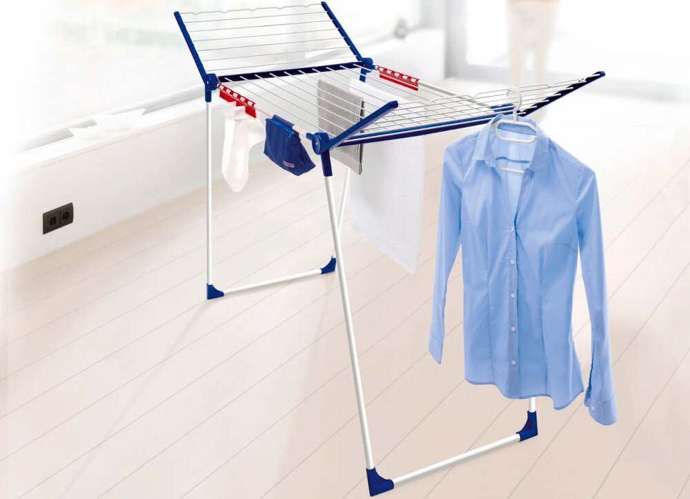 Suszarka na pranie LEIFHEIT Pegasus 200 Comfort Biało-niebieski wygląd design prezentacja wizualizacja Komfort suszenia