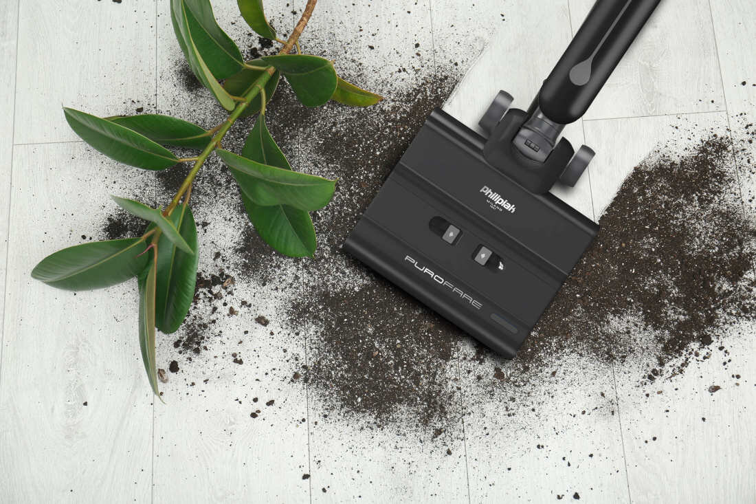 Mop elektryczny PHILIPIAK Purofare BCS-01 Bioniczny wygląd design prezentacja wizualizacja Skuteczność w każdym ruchu