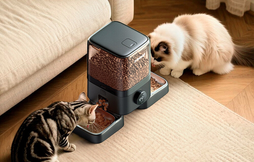 Dozownik karmy automatyczny ONEISALL PF10 Podawanie porcji na żądanie funkcję ręcznego karmienia świetne rozwiązanie jedzenie