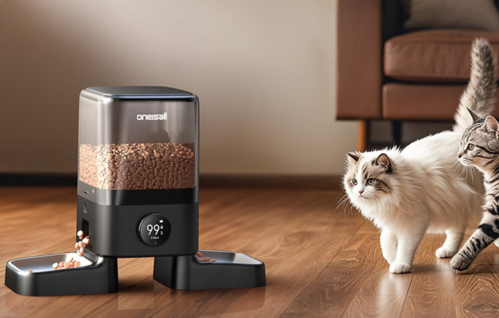 Dozownik karmy automatyczny ONEISALL PF10 Wiadomość głosowa dla pupila funkcji nagrywania głosu poczuć się bezpiecznie