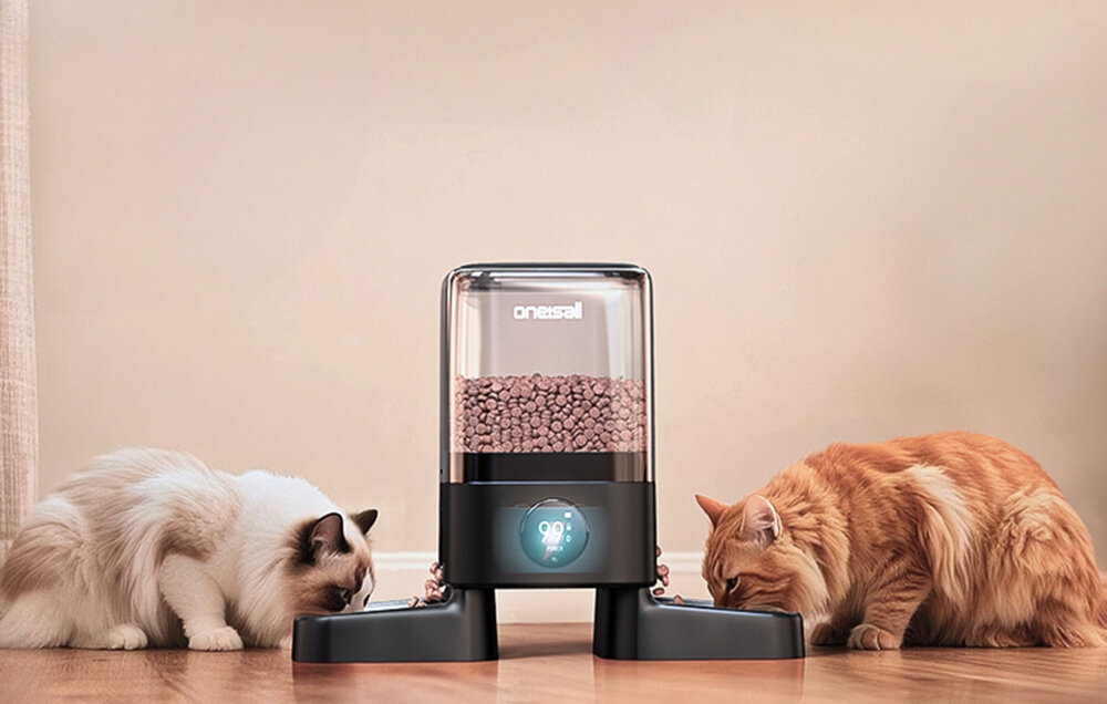 Dozownik karmy automatyczny ONEISALL PF10 Higiena i ochrona jedzenia Dwie miski ze stali nierdzewnej blokada przycisków pochłaniacz wilgoci