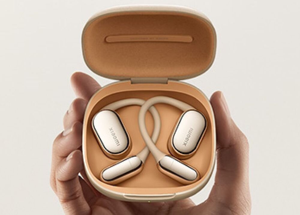 XIAOMI Openwear Stereo Pro ergonomia trójpunktowa komfort z okularami, słuchawki z etui ładującym trzymane w ręku