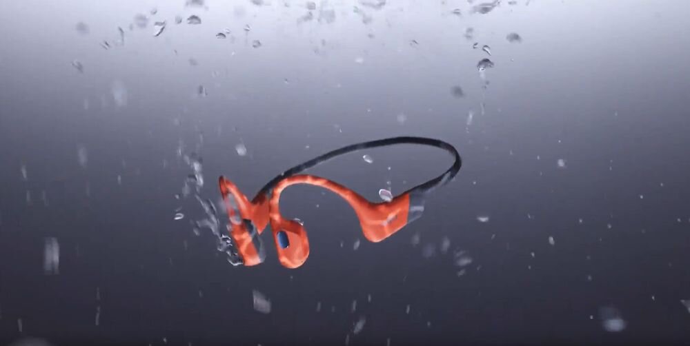 Słuchawki SHOKZ OpenSwim Pro potrójne uszczelnienie membrana mikrofonu odporność na pot i zachlapania, słuchawki zanurzone w wodzie