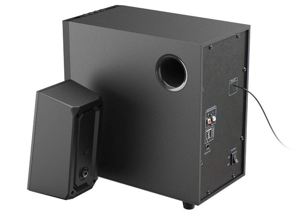 REDRAGON GS520 Anvil Pro 2.1 RGB łatwe podłączenie Plug and Play, głośnik z subwooferem od tyłu na białym tle