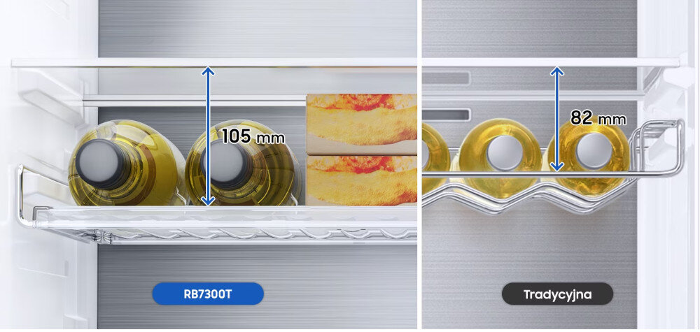 LODÓWKA SAMSUNG RB38C675CS9 EF Wielofunkcyjna półka na wino butelki płaski spód