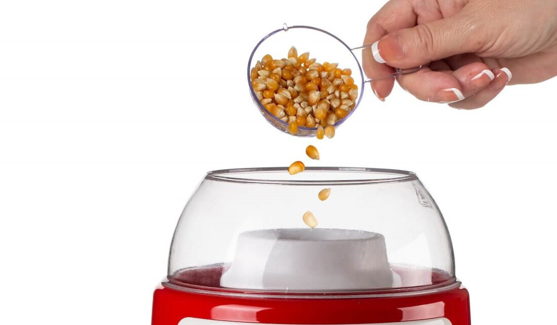 Maszyna do popcornu ARIETE 2957/00 Party Time Łatwa obsługa użytkowanie wygoda komfort miska miarka przekąska