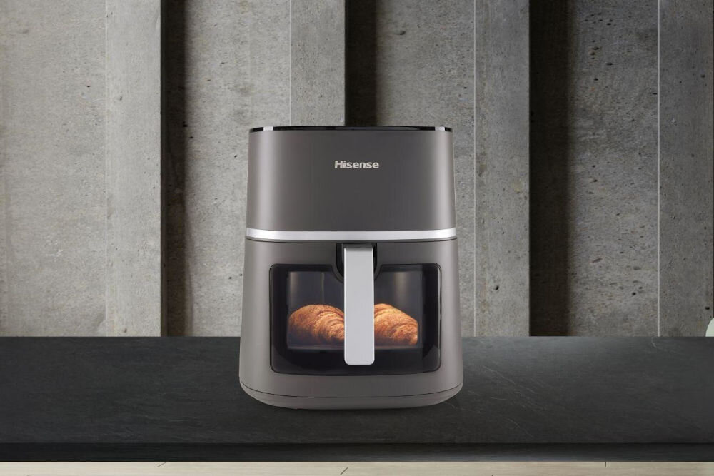 Frytkownica beztłuszczowa HISENSE HAF1900D Air Fryer praktyczne okno podglądu śledzenie procesu smażenia efektywne przyrządzanie potraw precyzyjna kontrola czasu i temperatury