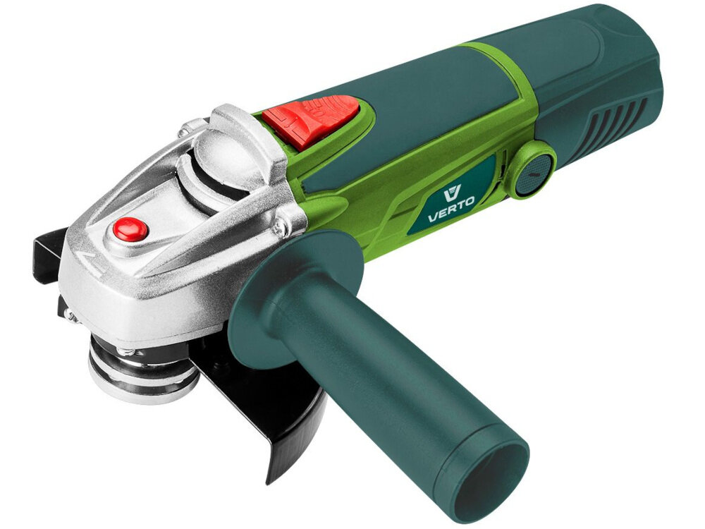 Szlifierka kątowa VERTO 51G091 do użytku domowego w niewielkich warsztatach do szlifowania polerowania i cięcia solidna i odporna na uszkodzenia obudowa lekka waga 2,3 kg kompaktowa i smukła konstrukcja