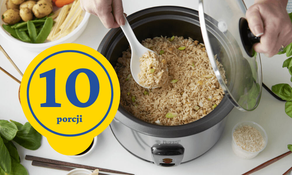 Ryżowar RUSSELL HOBBS 19750-56 Cook@Home do 10 porcji ryżu aromatyczne chilli con carne hiszpańska paella pojemność serwowanie obiad