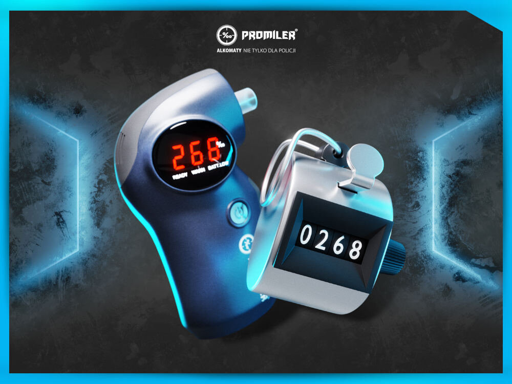 Alkomat PROMILER GR6500P precyzyjny wynik badania licznik