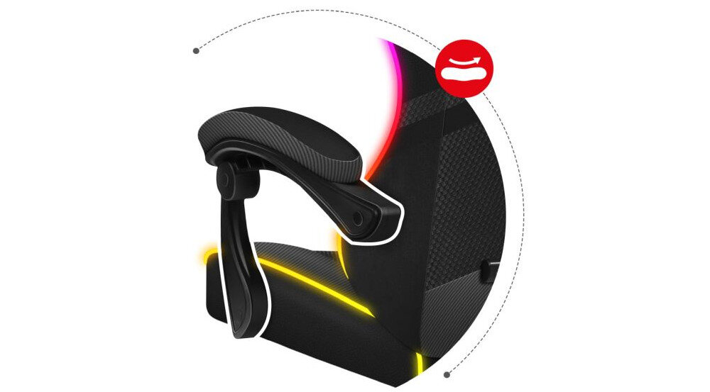 Fotel HUZARO Force 4.4 RGB podlokietniki przedramiona wsparcie komfort ergonomia