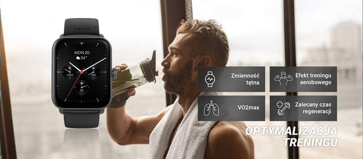 Smartwatch HAMA 6010 GPS Optymalizacja treningu zmienność tętna efekt treningu aerobowego VO2max zalecany czas regeneracji